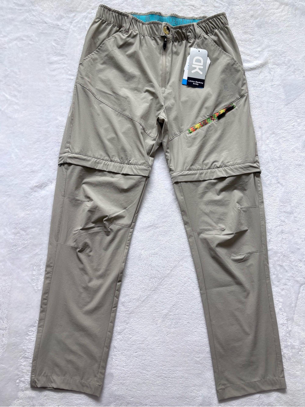LITTLE DONKEY ANDY Convertible Zip-Off Khaki Hiking Pants--NWT--M